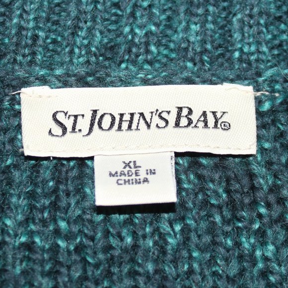 NWT St. John's Bay Knit Blue/Green V-Neck Sweater - Picture 9 of 9